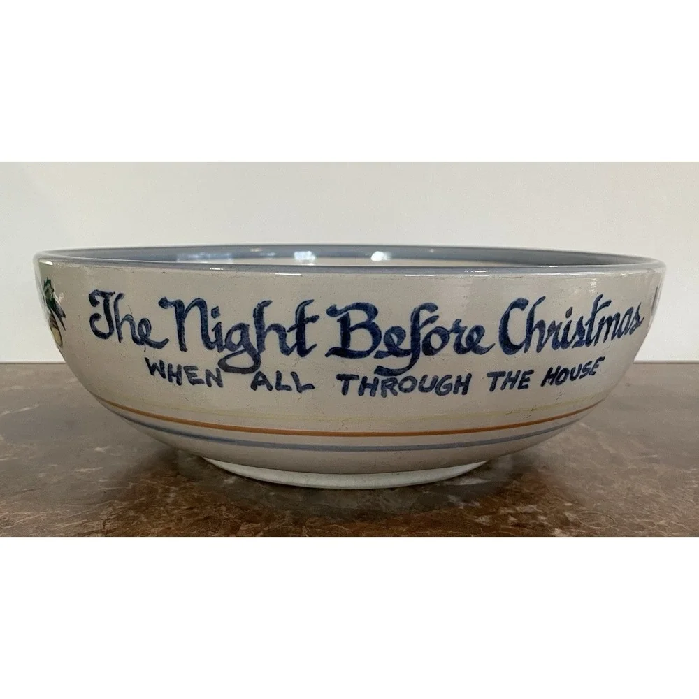 Louisville Stoneware The Night Before Christmas Large Serving Bowl Holiday 12.5‎